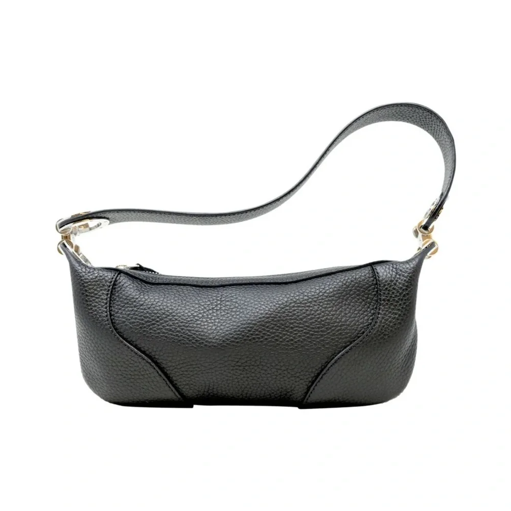 BY FAR Mini Amira Black Grained Leather & Silver Shoulder Bag - Picture 8 of 8